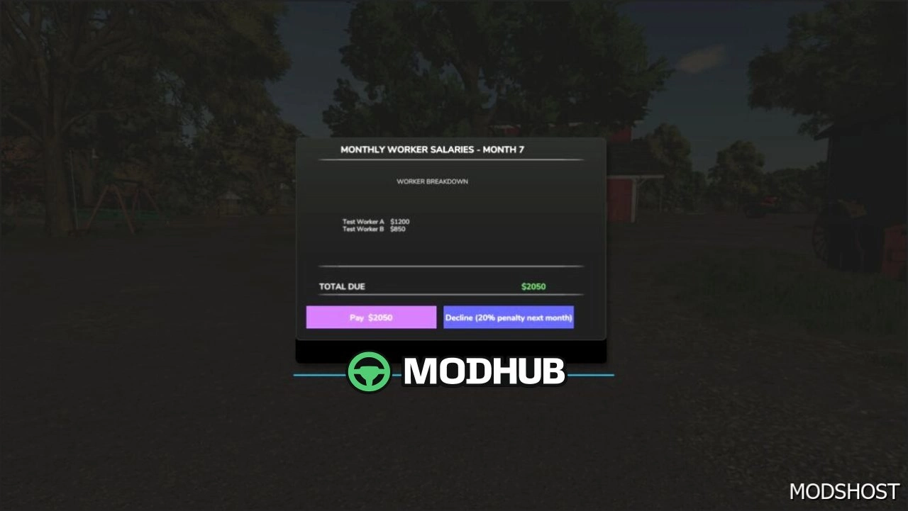 Мод Реалістичні витрати на робітників для Farming Simulator 25