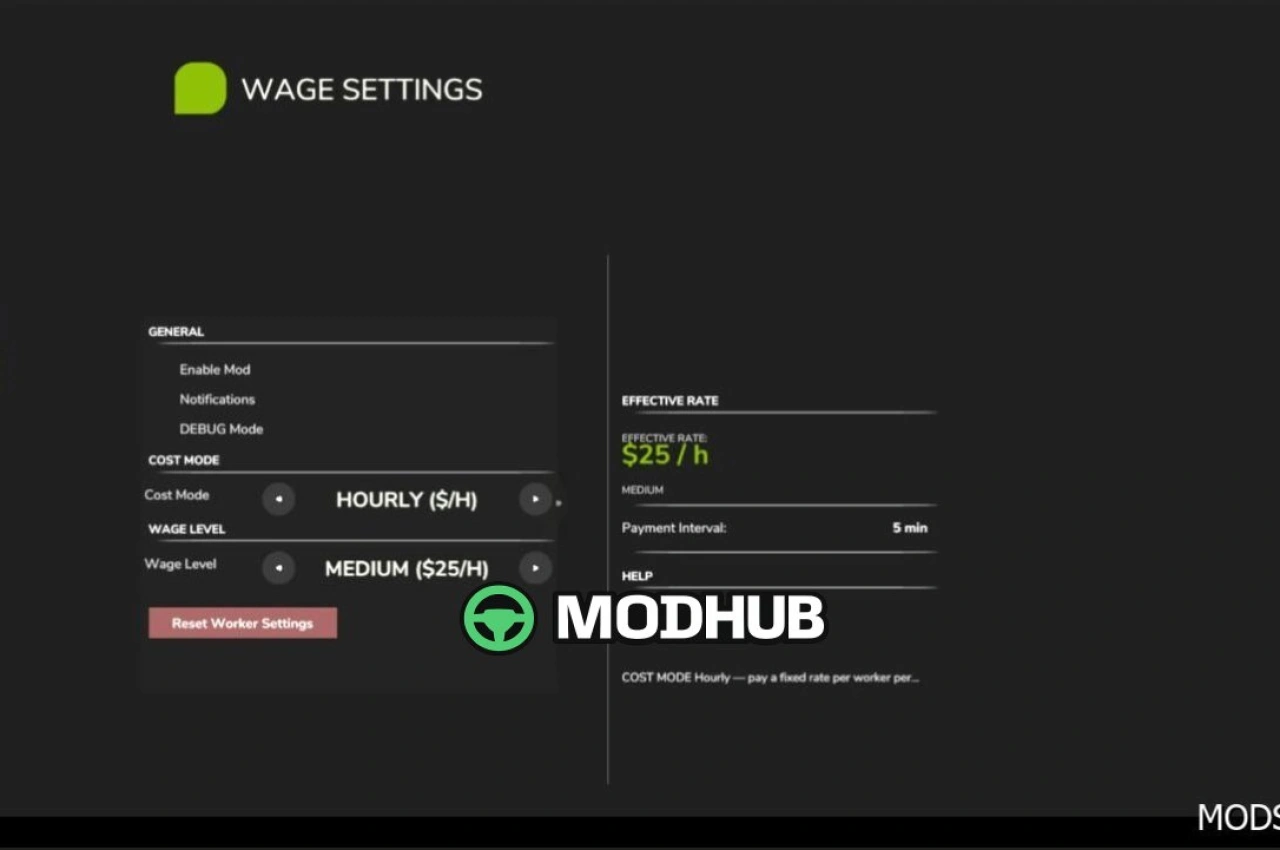 Мод Реалістичні витрати на робітників для Farming Simulator 25