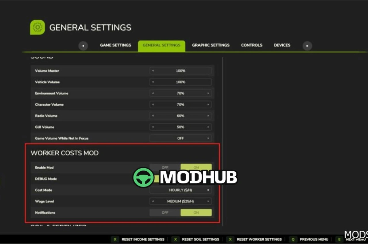 Мод Реалістичні витрати на робітників для Farming Simulator 25