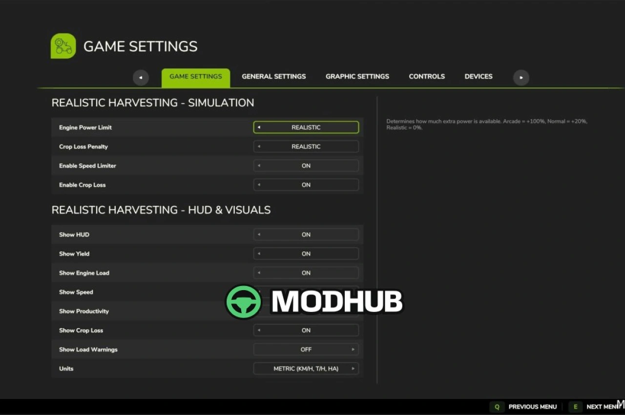 Мод Realistic Harvesting V1.4.3.1 для Farming Simulator 25