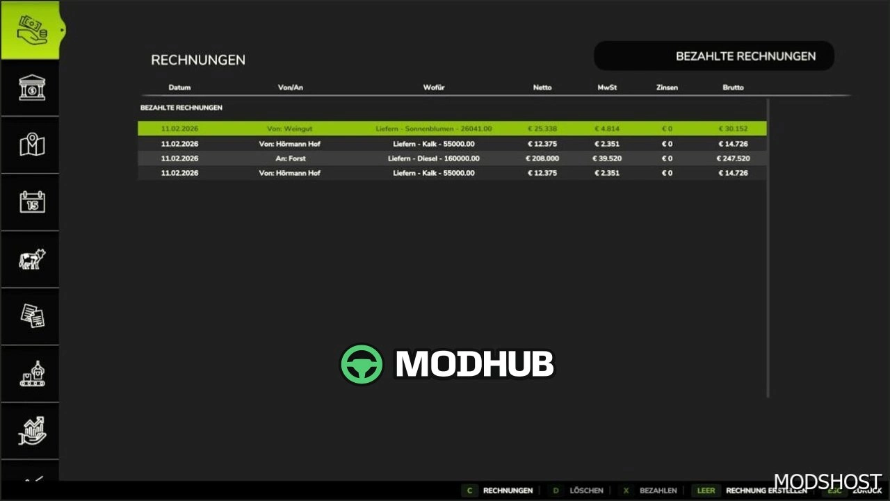 Система рахунків Invoice для Farming Simulator 25