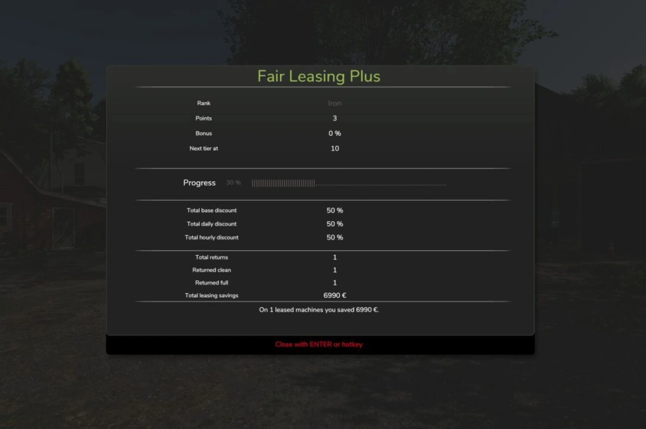 Система лізингу Fair Leasing Plus для Farming Simulator 25