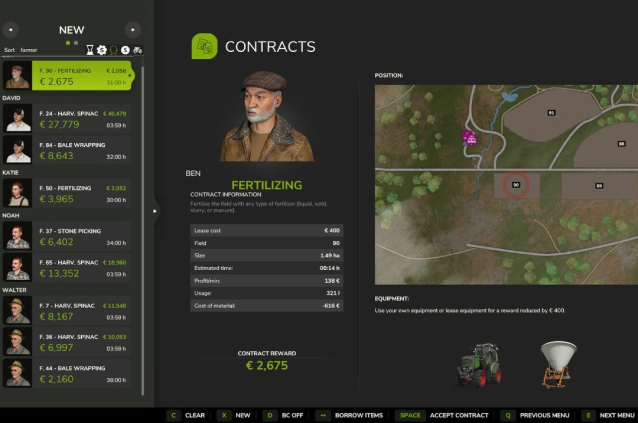 Користувацький мод для контрактів для Farming Simulator 25