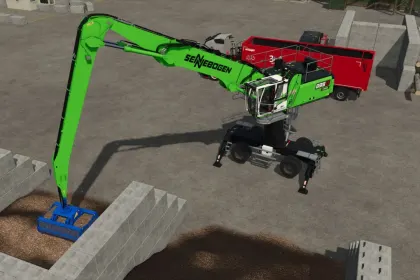 Потужний Перевантажувач Sennebogen 835G Hybrid для Farming Simulator 25 — Гібрид, Купа Опцій і Точний Контроль — 5
