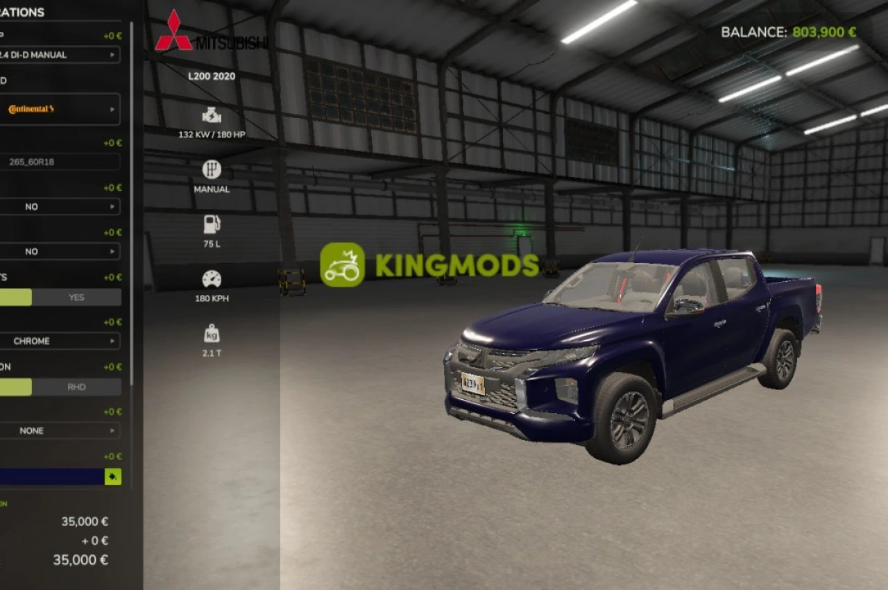 Пікап Mitsubishi L200 2020 для Farming Simulator 25