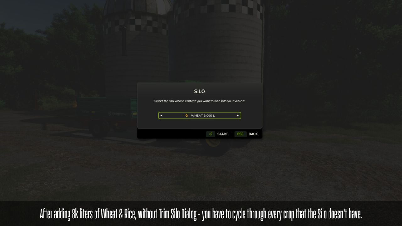 Мод для діалогу силосу Trim для Farming Simulator 25