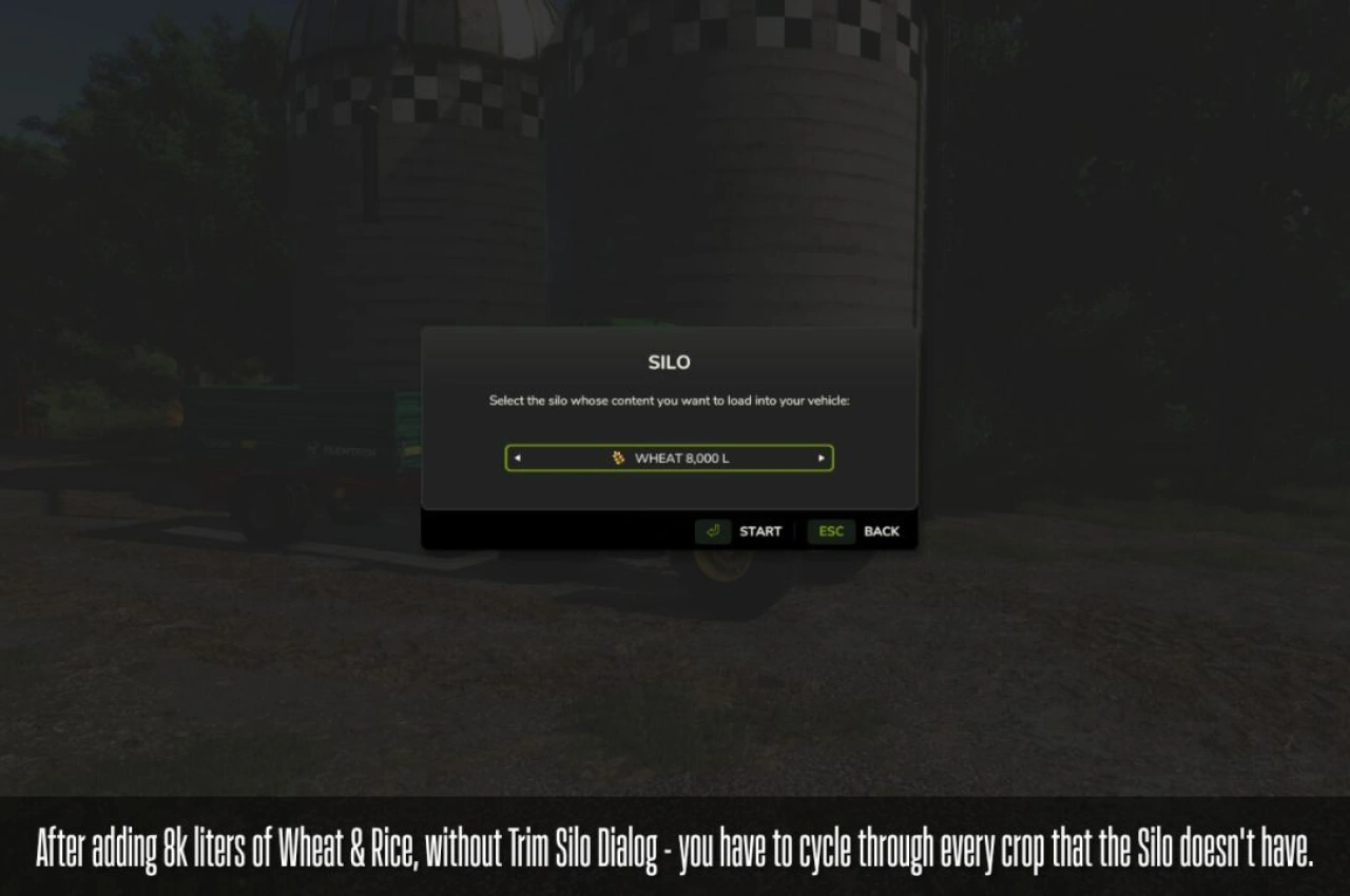 Мод для діалогу силосу Trim для Farming Simulator 25