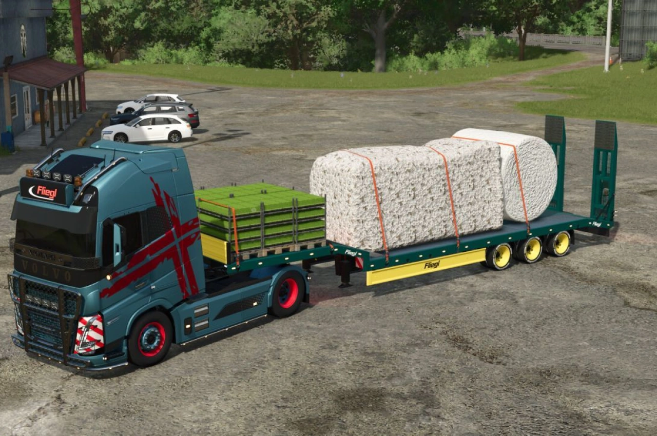 Пакет низькорамних причепів Fliegl SDS для Farming Simulator 25