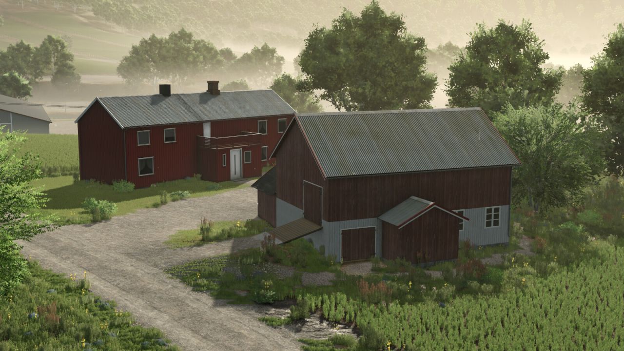 Atmosferyczny Pak Budynków Buildings Of Norway — Norweskie Farmy i Stodoły dla FS25
