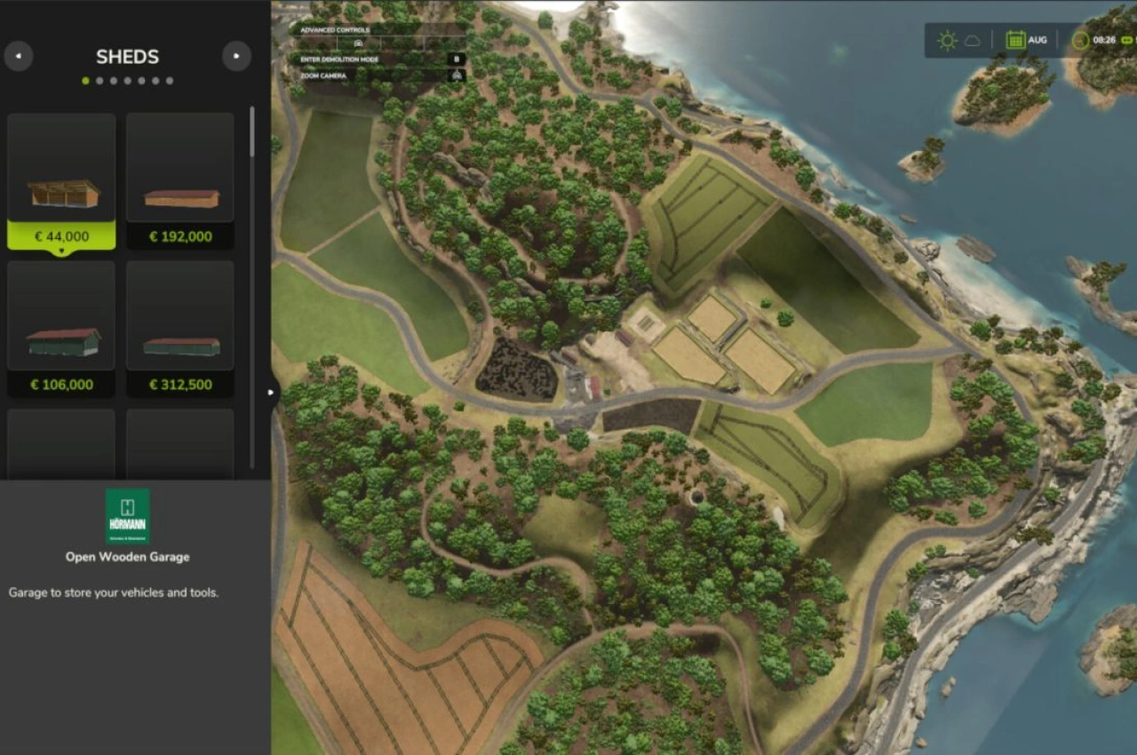 Екран збільшення будівництва для Farming Simulator 25