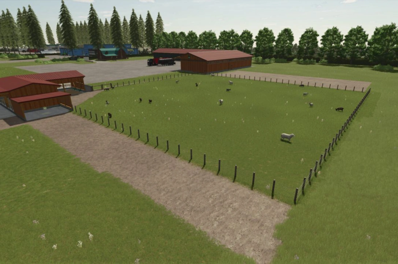 Будівля для овець L-образна для Farming Simulator 25