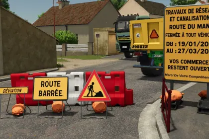 Realistische Französische Temporäre Verkehrsschilder (French Temporary Marking) für den Bau in FS25 — 2
