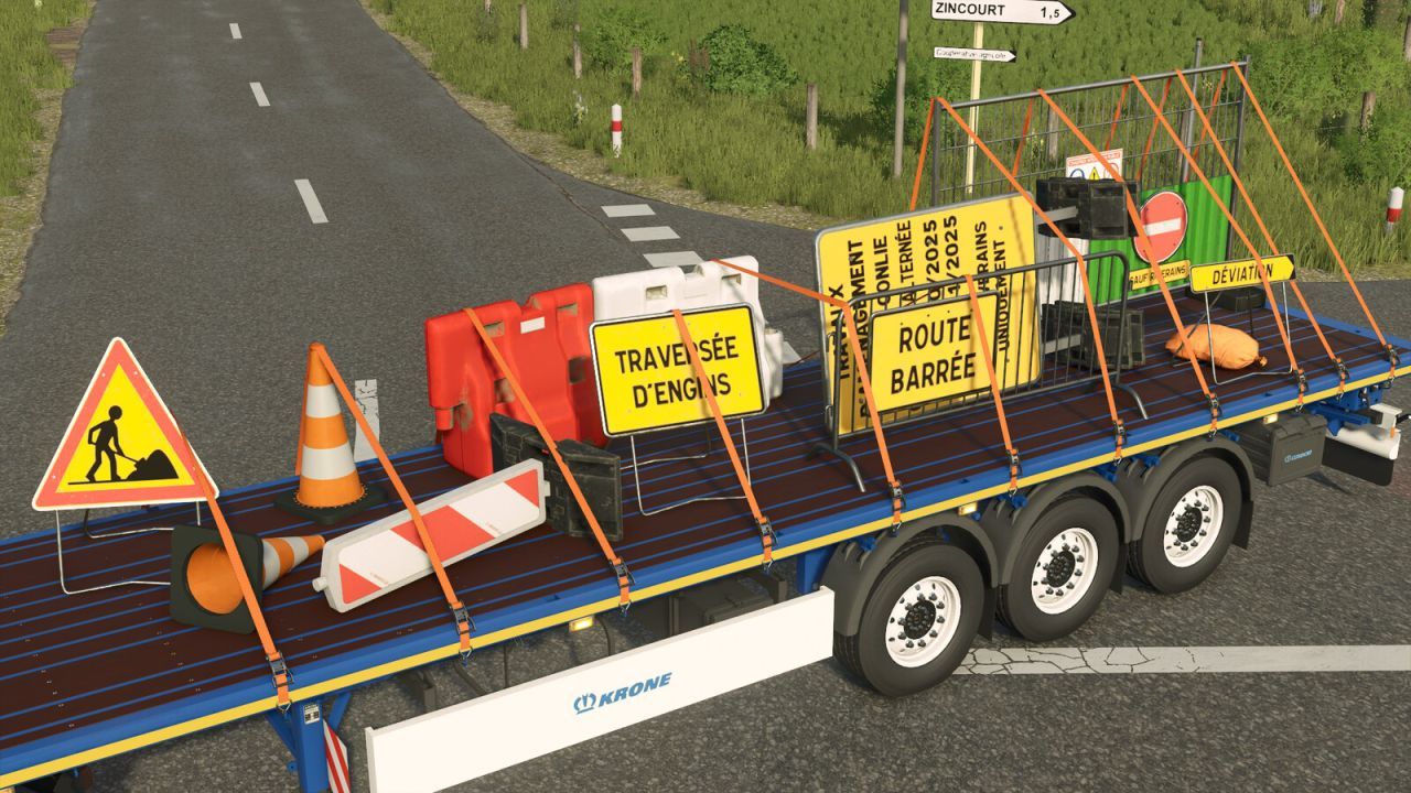 Realistische Französische Temporäre Verkehrsschilder (French Temporary Marking) für den Bau in FS25