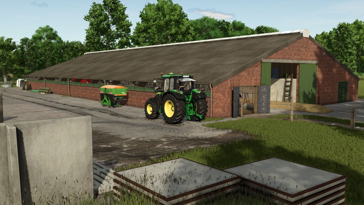 Автентичний Хлів Old Cowshed на 80 Корів для Farming Simulator 25 — з Вигулом або Без