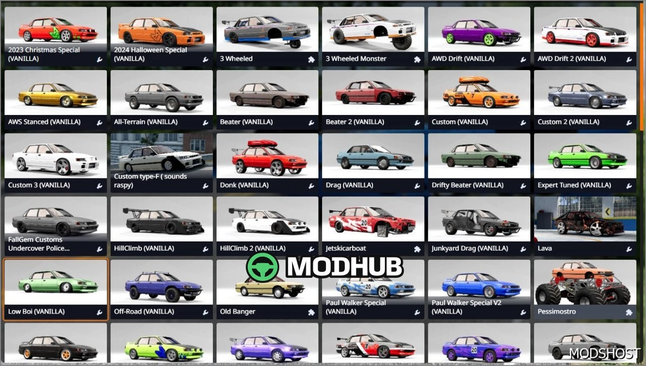 Налаштування автомобілів 0.38 для BeamNG.drive