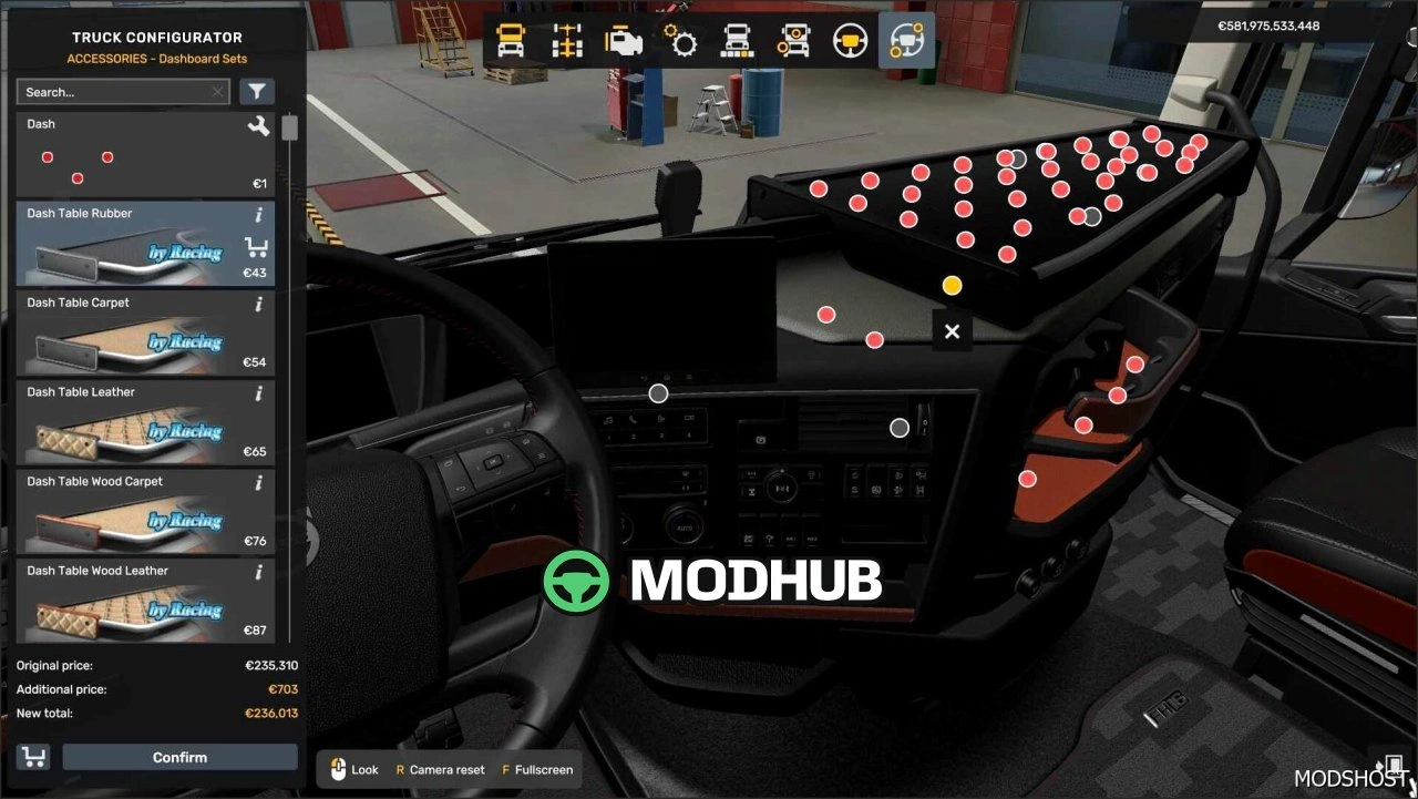 Столи для вантажівок Pack 1.58 для Euro Truck Simulator 2