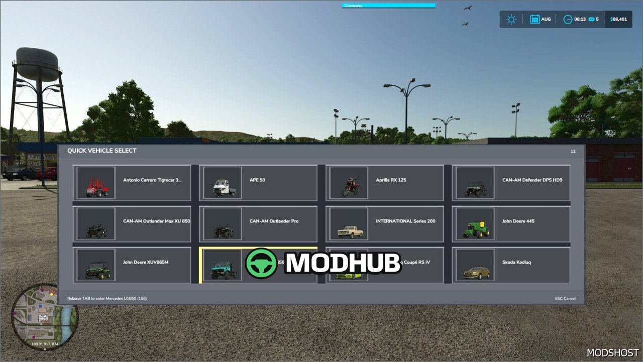 Schnelle Fahrzeugauswahl V1.2 für Farming Simulator 25