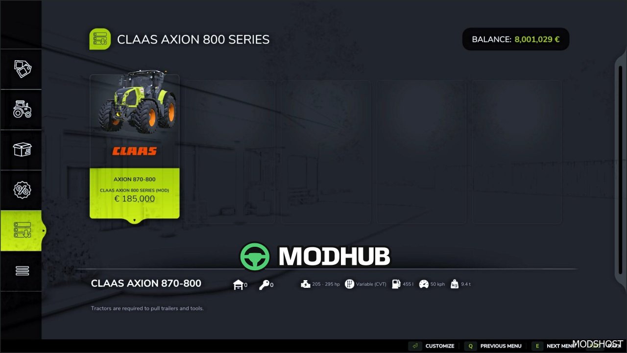Трактор Claas Axion 800 Series EU & US V1.1 для Farming Simulator 25