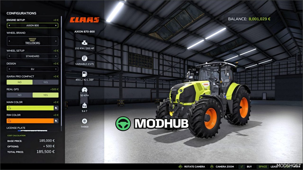 Трактор Claas Axion 800 Series EU & US V1.1 для Farming Simulator 25