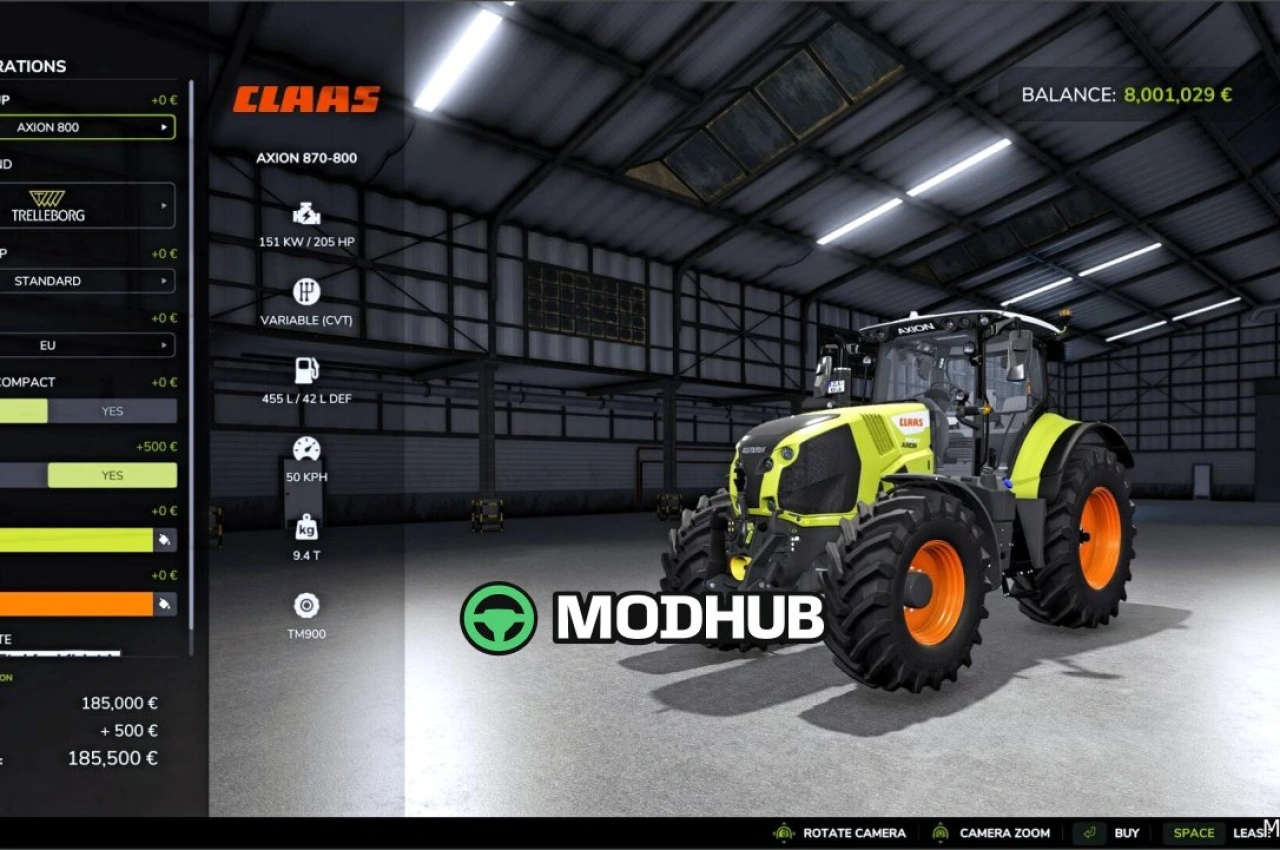 Трактор Claas Axion 800 Series EU & US V1.1 для Farming Simulator 25