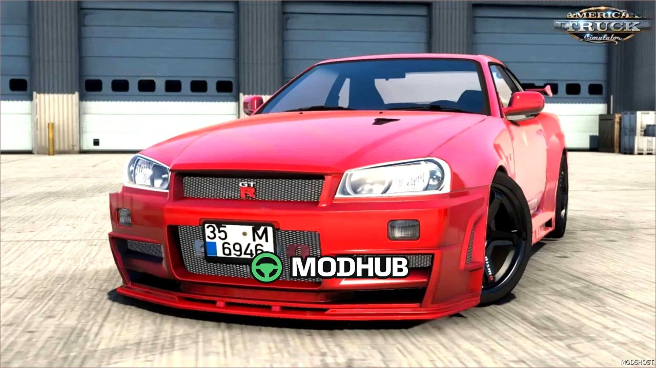 Car Nissan Skyline GTR R34 + Interior V3.4 for American Truck Simulator