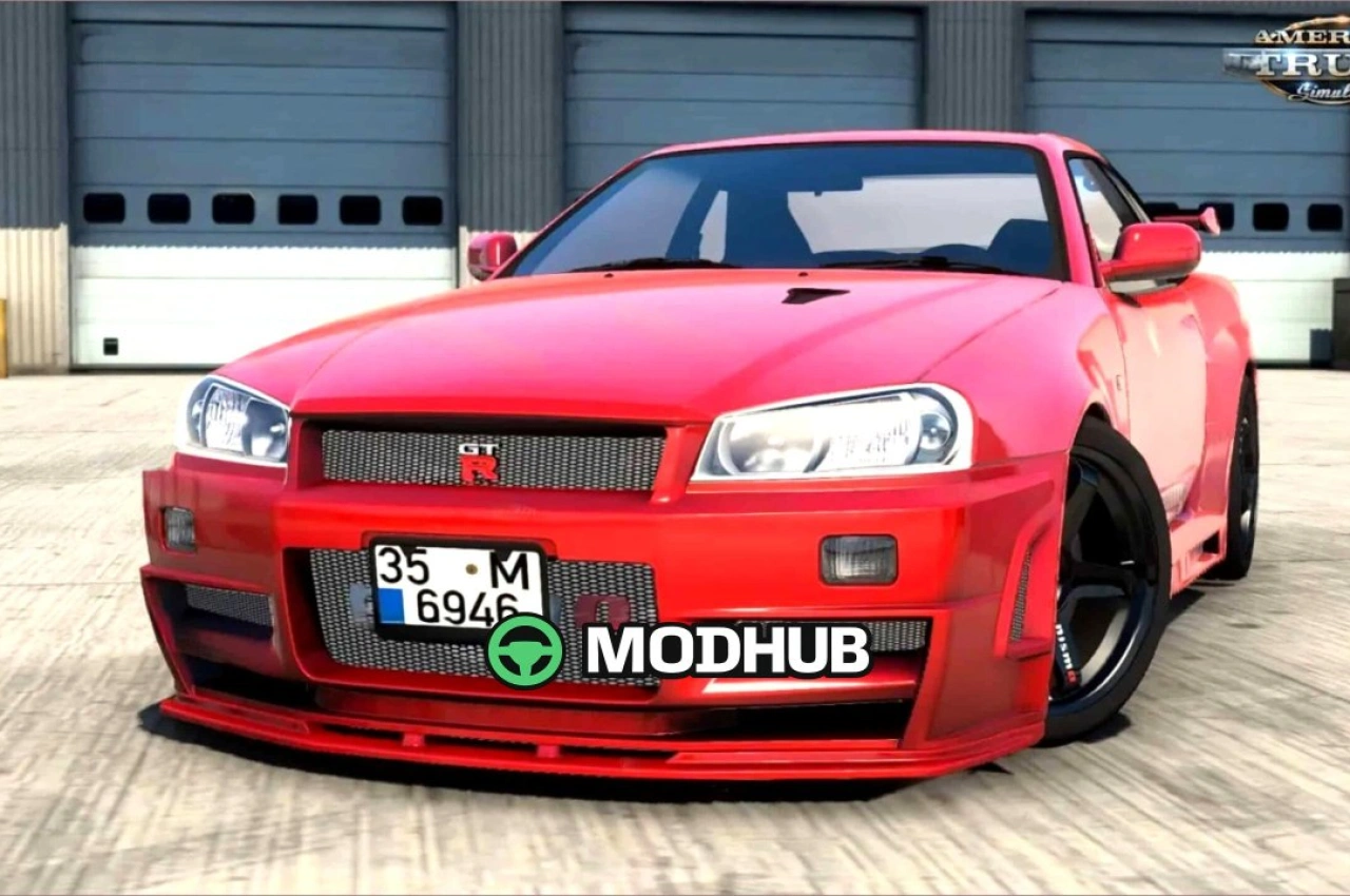 Автомобіль Nissan Skyline GTR R34 + Інтер'єр V3.4 для American Truck Simulator
