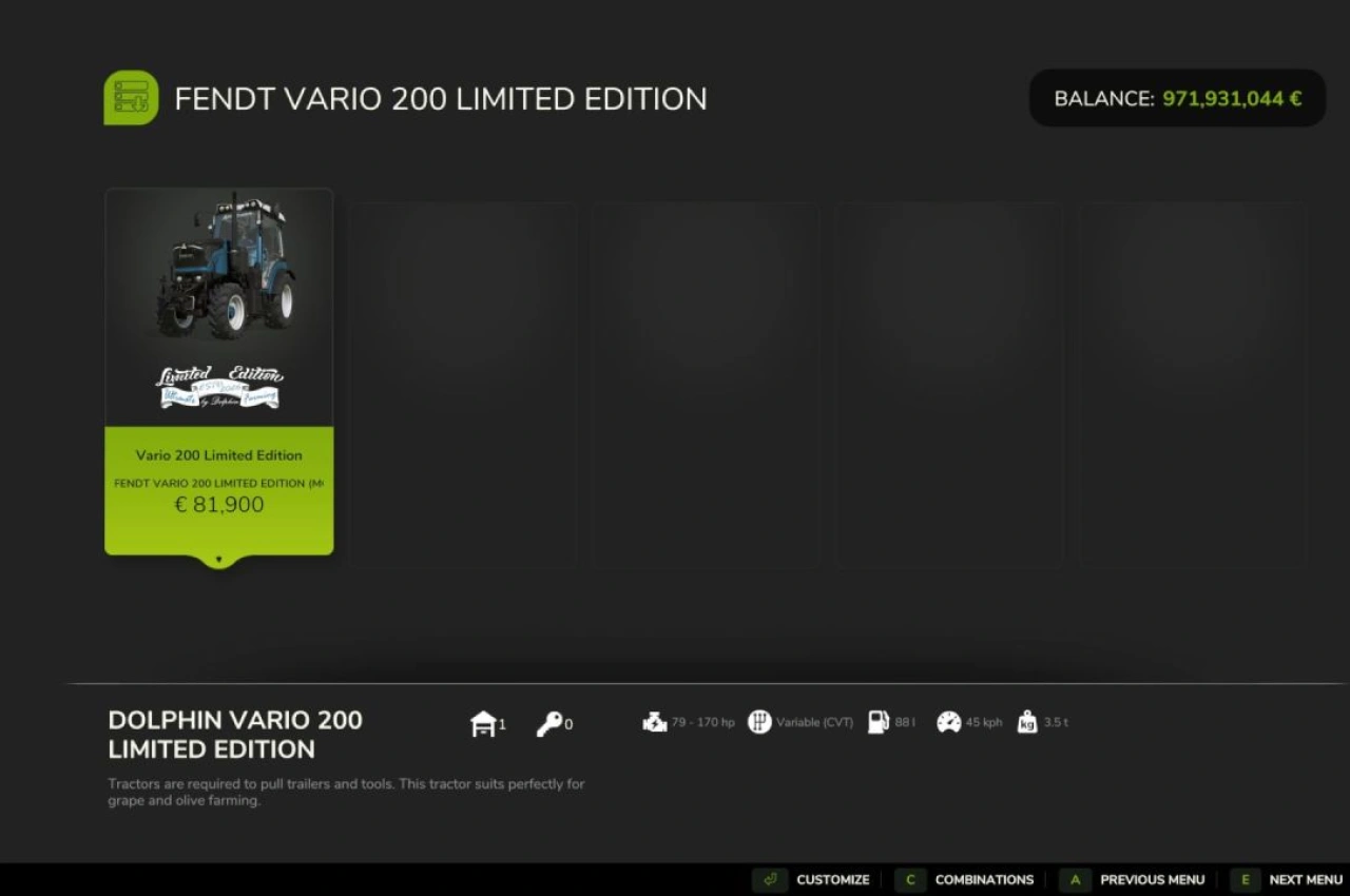 Трактор Vario 200 Limited Edition для Farming Simulator 25