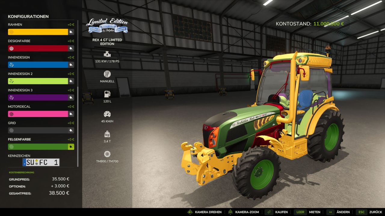 Трактор Landini Rex 4 GT Limited Edition для Farming Simulator 25