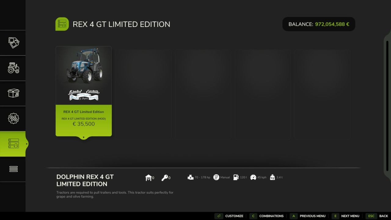 Трактор Landini Rex 4 GT Limited Edition для Farming Simulator 25