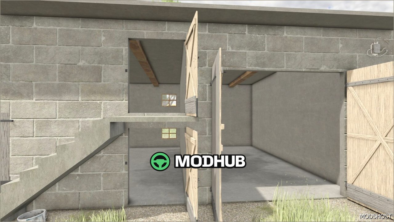 Polnische Garage mit Dachboden für Farming Simulator 25