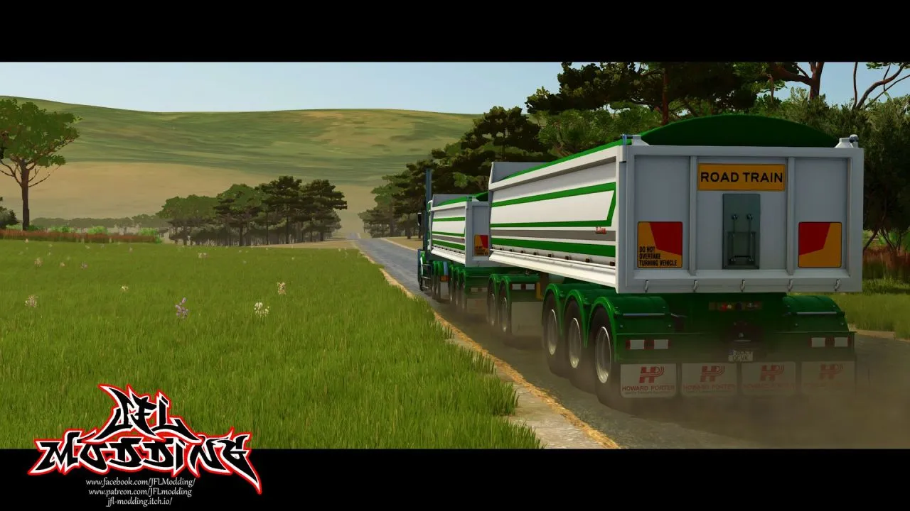 Effiziente Howard Porter Truck Trailers für FS25 — Kipper, Dog Trailer und Road Train