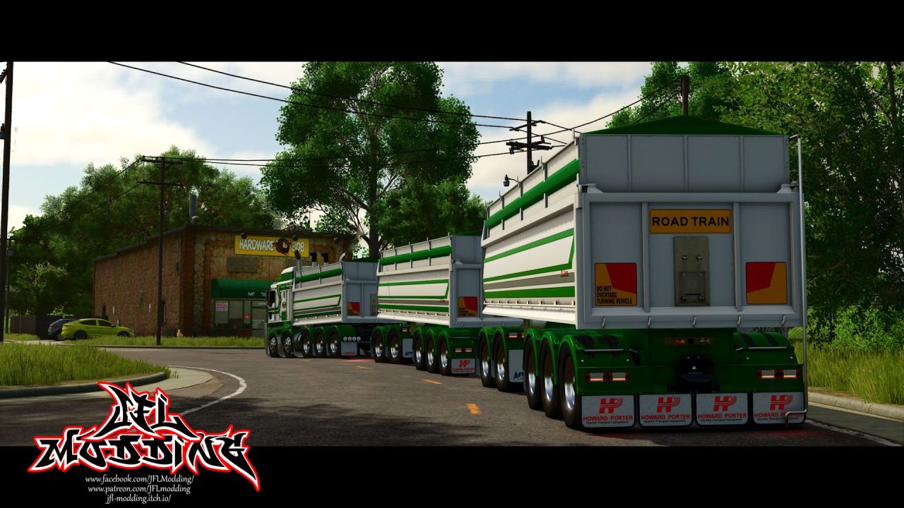 Effiziente Howard Porter Truck Trailers für FS25 — Kipper, Dog Trailer und Road Train