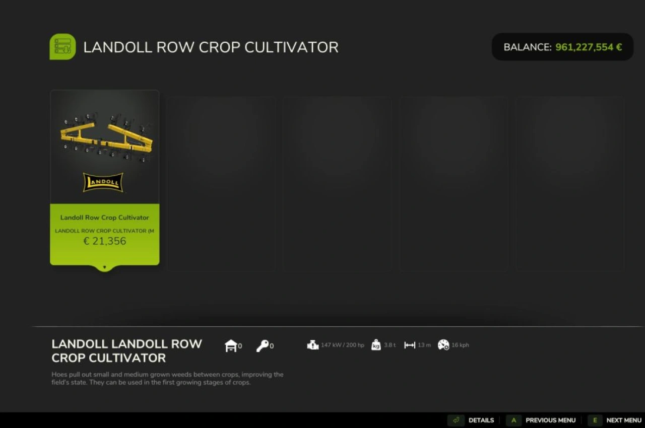 Культиватор Landoll 2000 Row-Crop для Farming Simulator 25