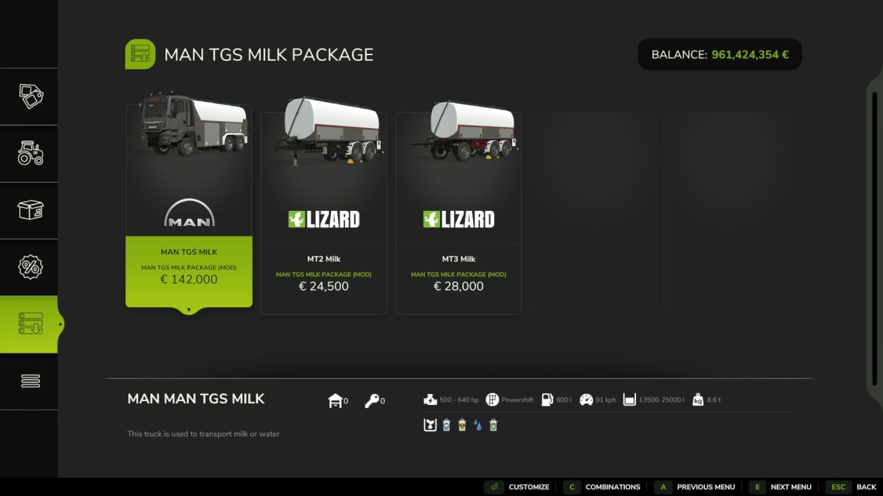 Milk Truck Man Milk Transport Pack for Farming Simulator 25