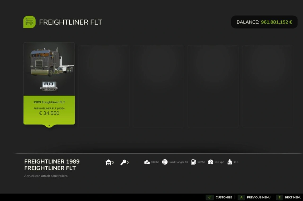 Вантажівка Freightliner FLT Cabover для Farming Simulator 25