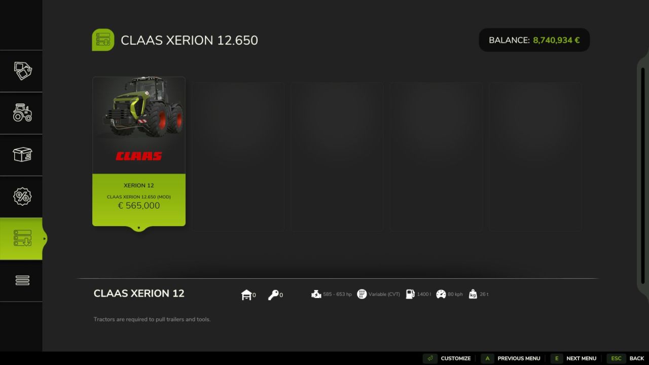 Трактор Claas Xerion 12.650 для Farming Simulator 25