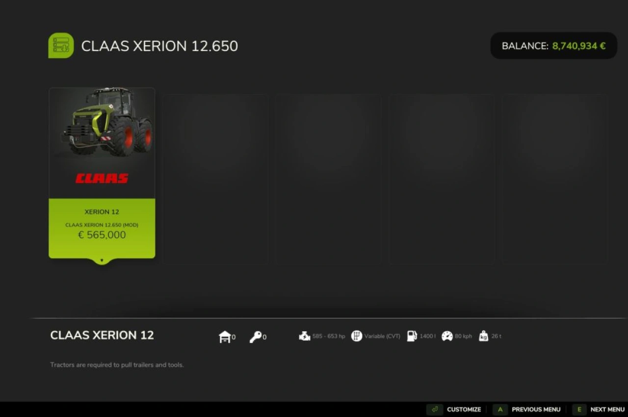 Трактор Claas Xerion 12.650 для Farming Simulator 25