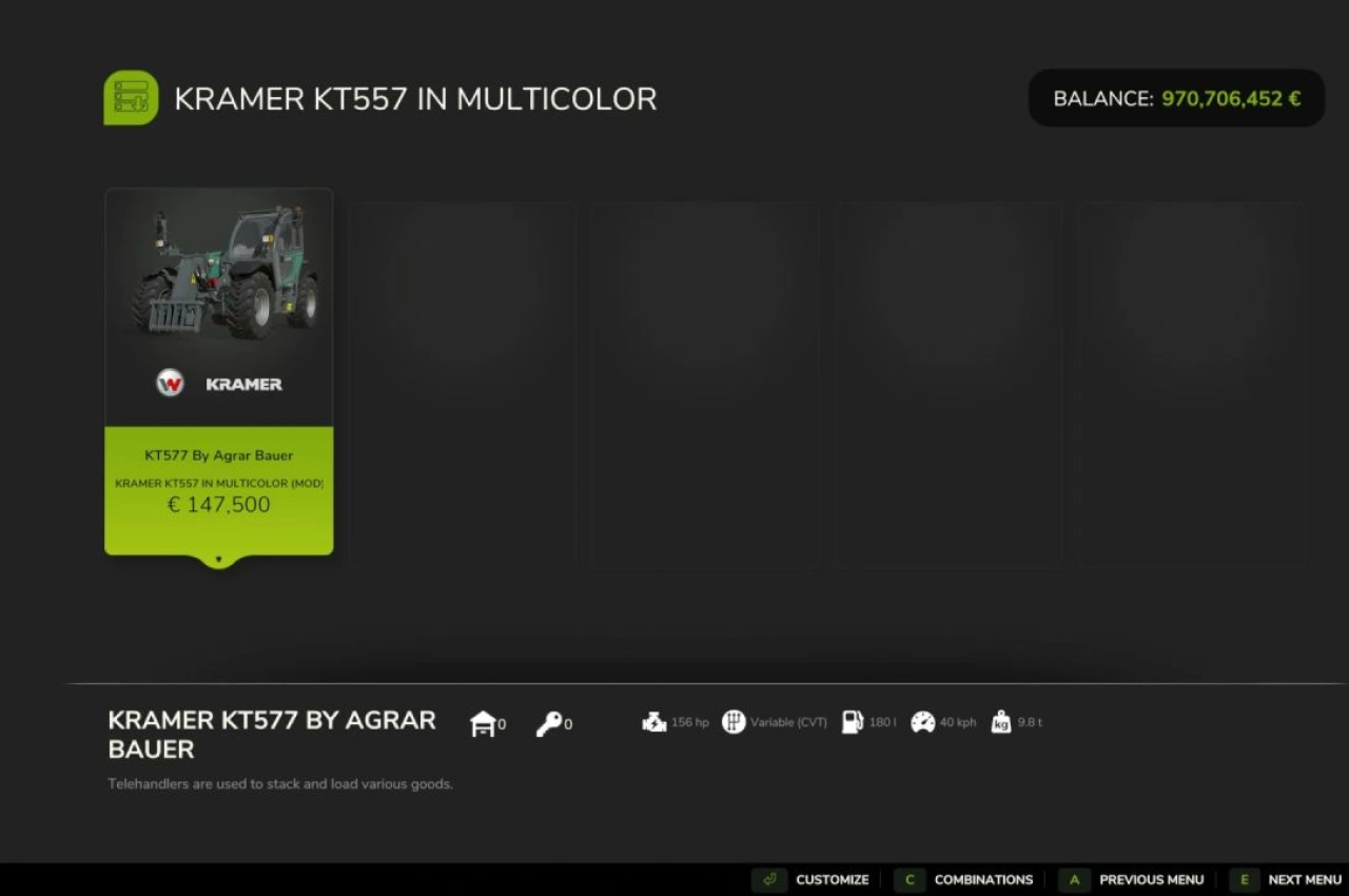 Трактор Kramer KT557 для Farming Simulator 25