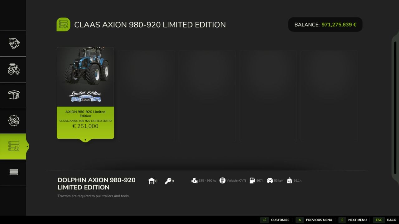 Traktor Axion 980 Limited Edition do Farming Simulator 25