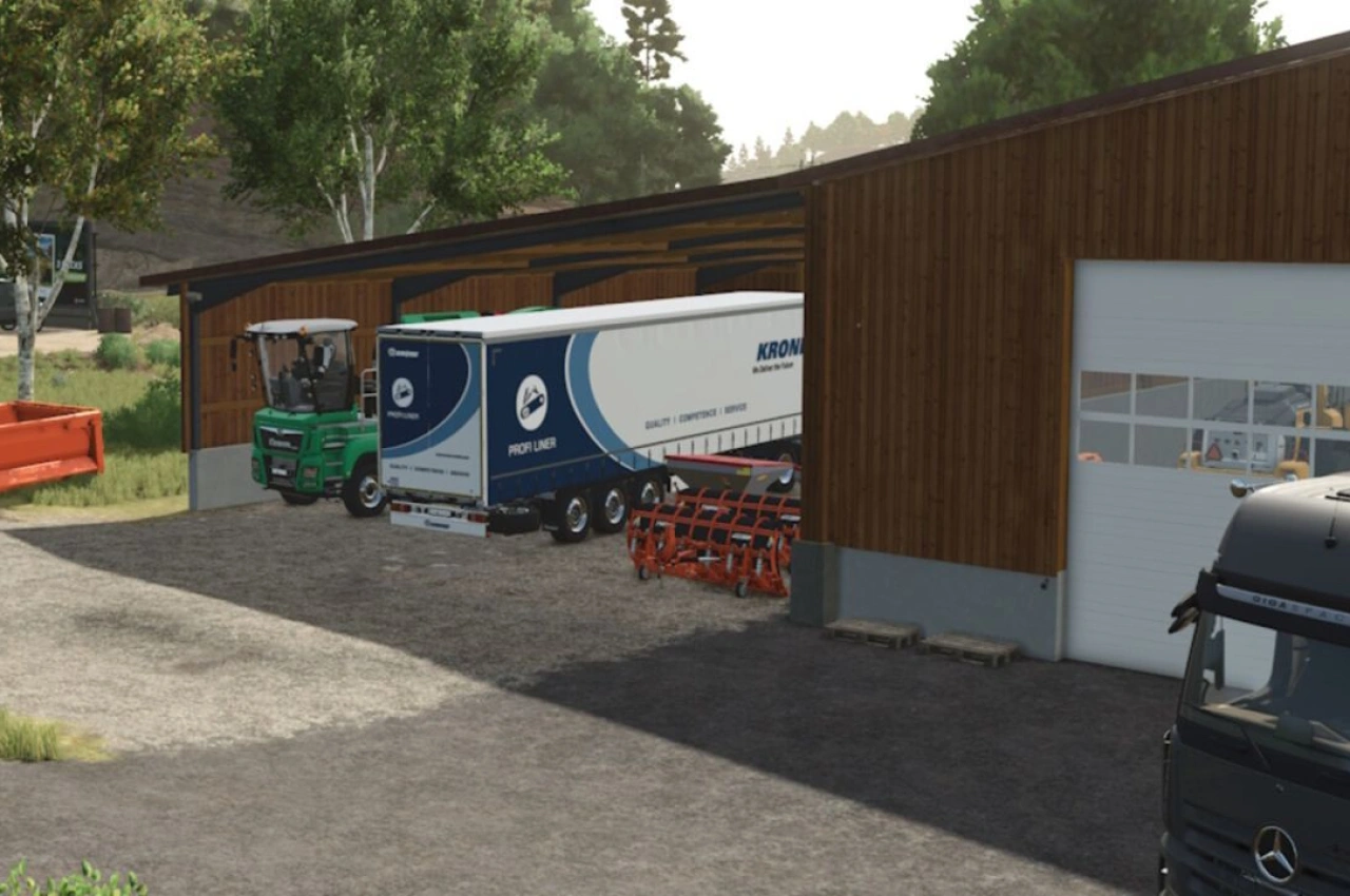 Storage Building Modern Wooden Garage for Farming Simulator 25