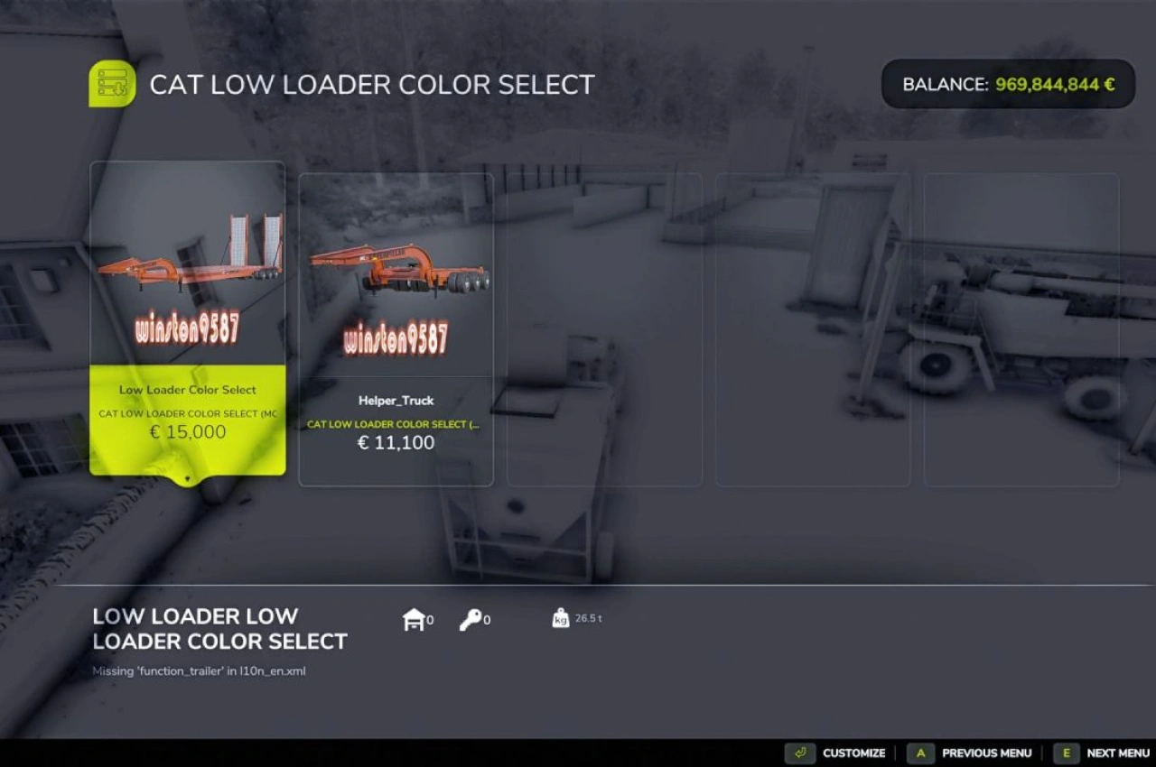 Причіп Caterpillar Lowboy для Farming Simulator 25