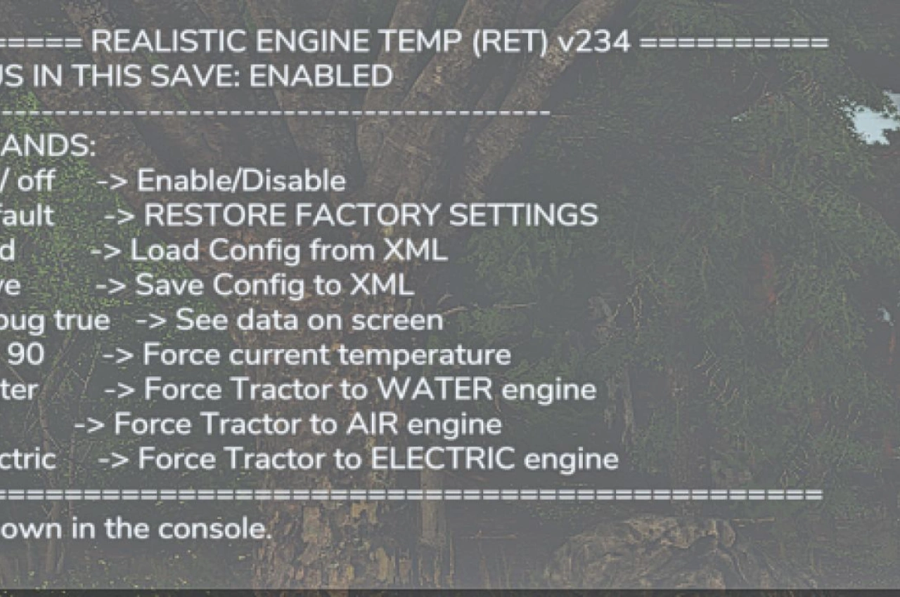 Мод Реалістична температура двигуна для Farming Simulator 25