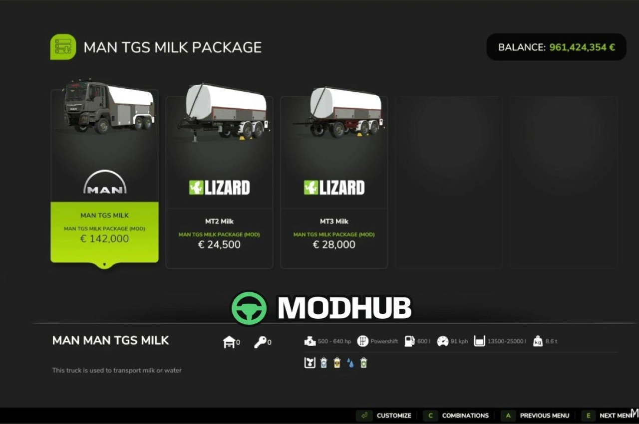 Вантажівка MAN Milchtransport Pack для Farming Simulator 25