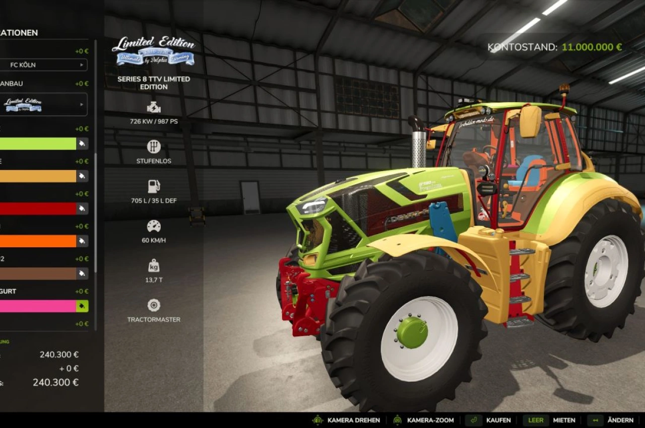 Трактор Deutz Series 8 8980 TTV Limited Edition для Farming Simulator 25