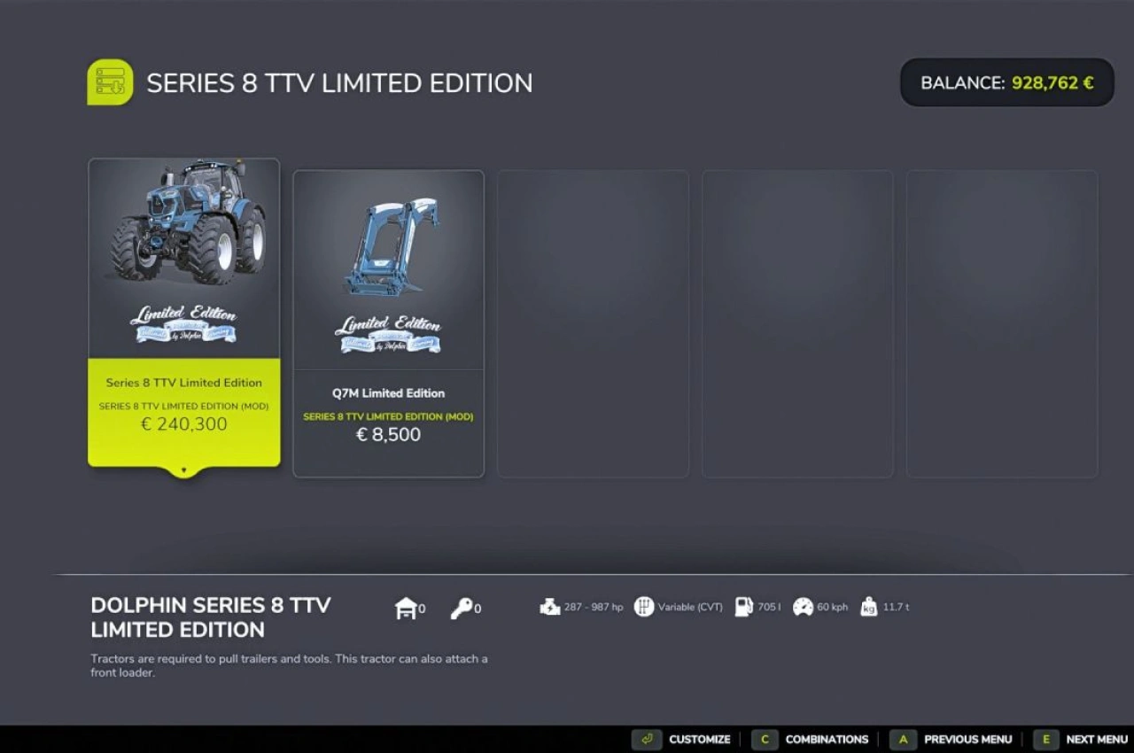 Трактор Deutz Series 8 8980 TTV Limited Edition для Farming Simulator 25