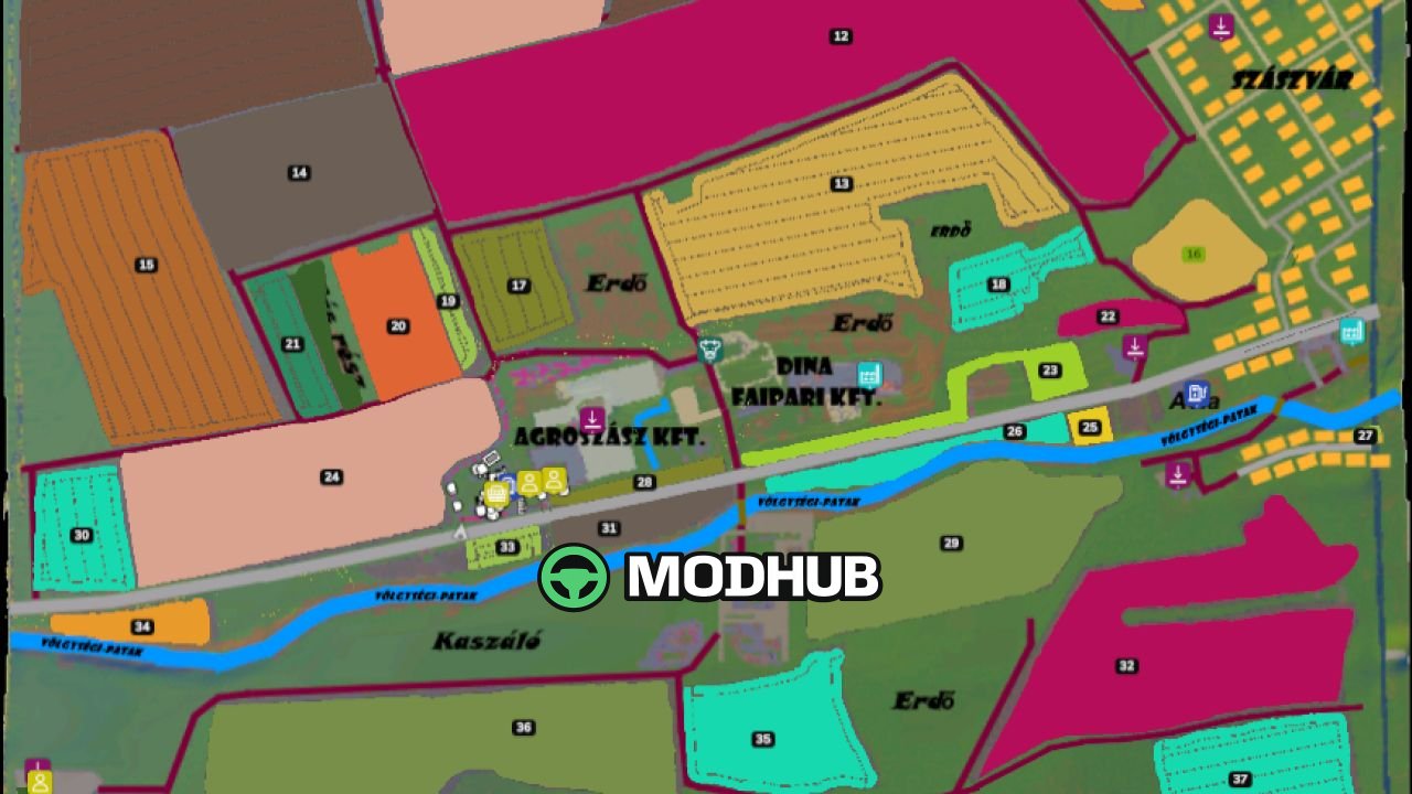 Новий Мод Карти Agroszász Map V1.0.0.1 для FS25 — Угорські Пагорби та 37 Ділянок