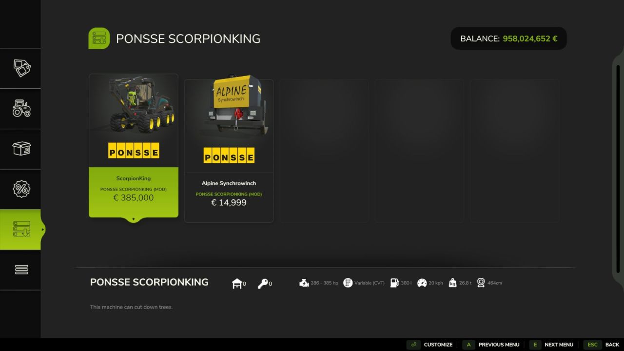 Лісозаготівельна машина Ponsse Scorpion King для Farming Simulator 25