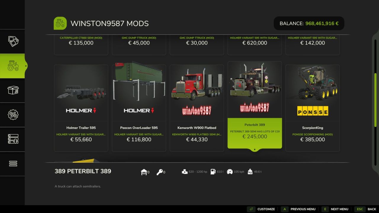 Вантажівка Peterbilt 389 для Farming Simulator 25