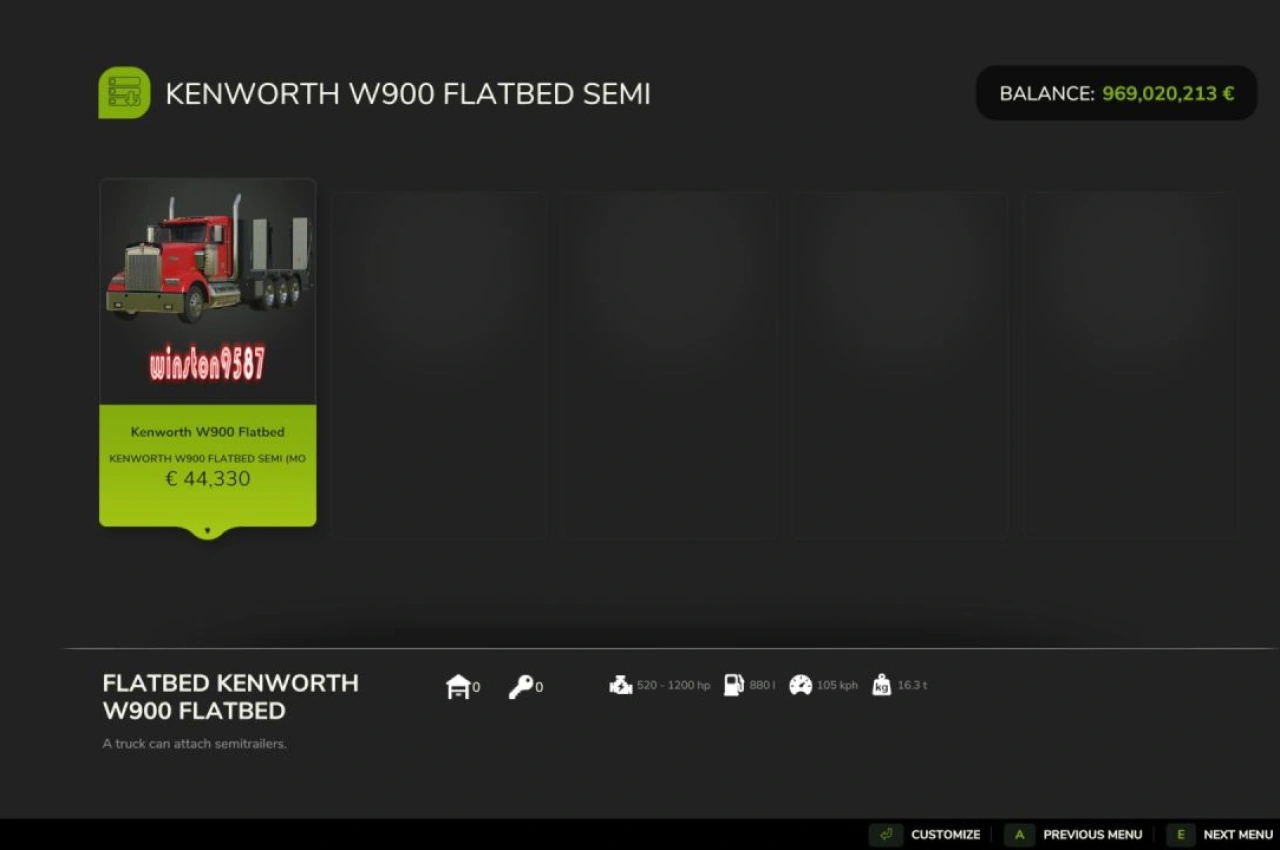 Вантажівка Kenworth W900 для Farming Simulator 25 — 2