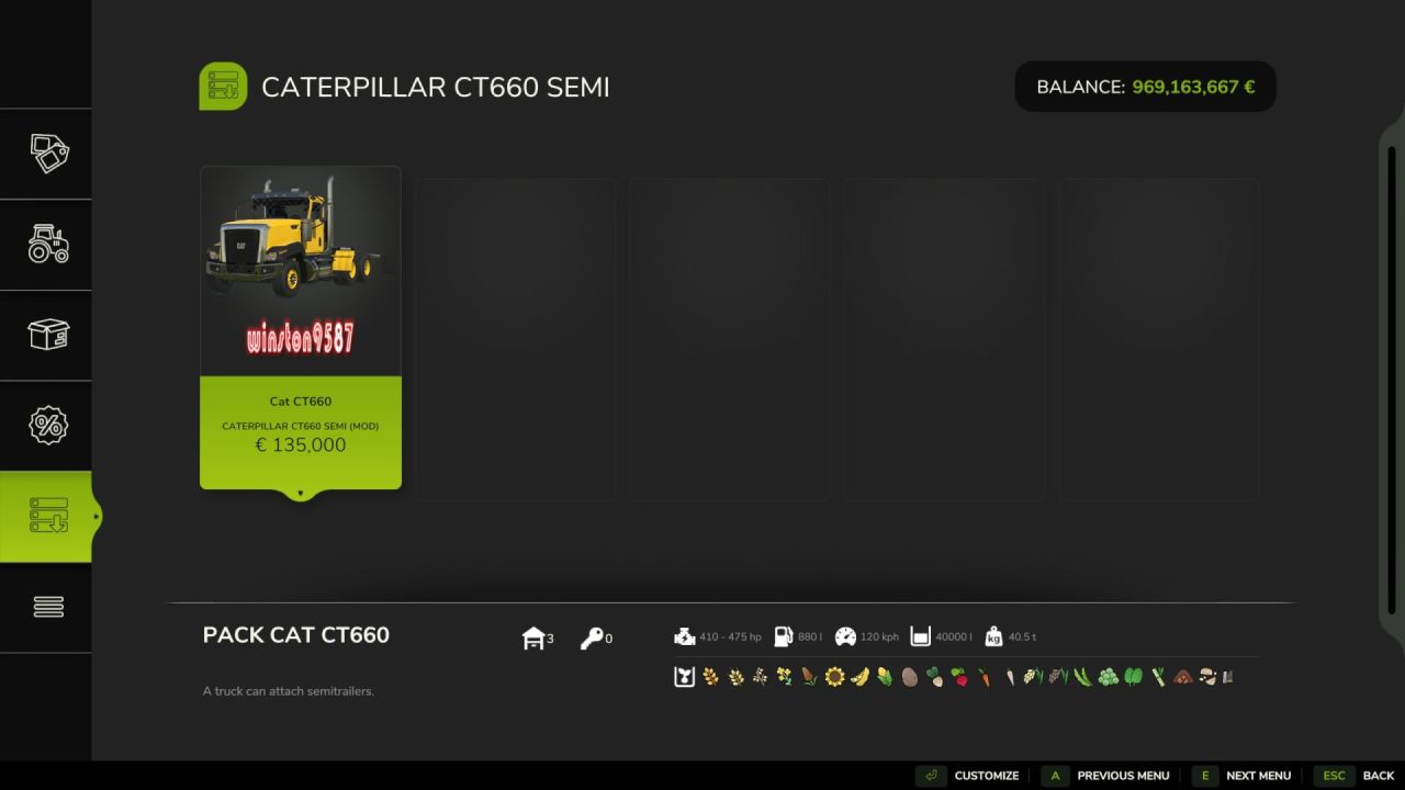 Вантажівка Cat CT660 для Farming Simulator 25